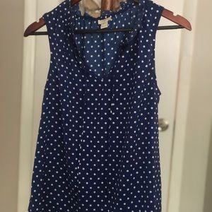 Jcrew blue and white polka dot tank